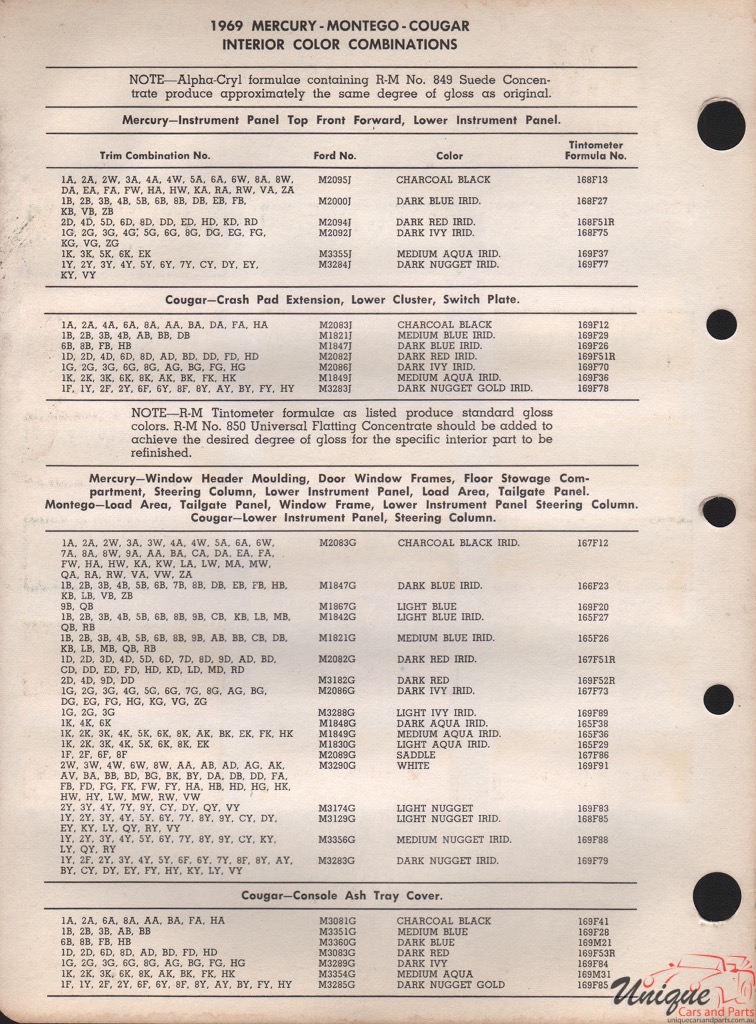 1969 Mercury Paint Charts Rinshed-Mason 2